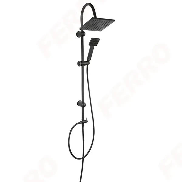 Душевая стойка с верхним душем Ferro Squerto Black NP22-BL — Ferro, Душевые штанги