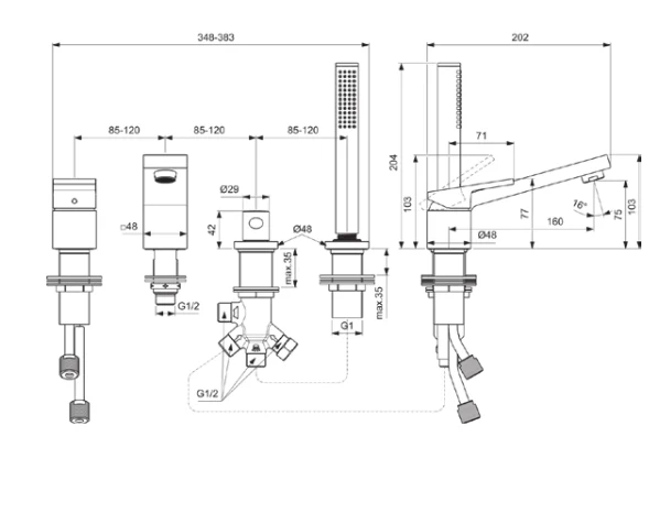 Смеситель на борт ванны Ideal Standard Atelier Extra — 2