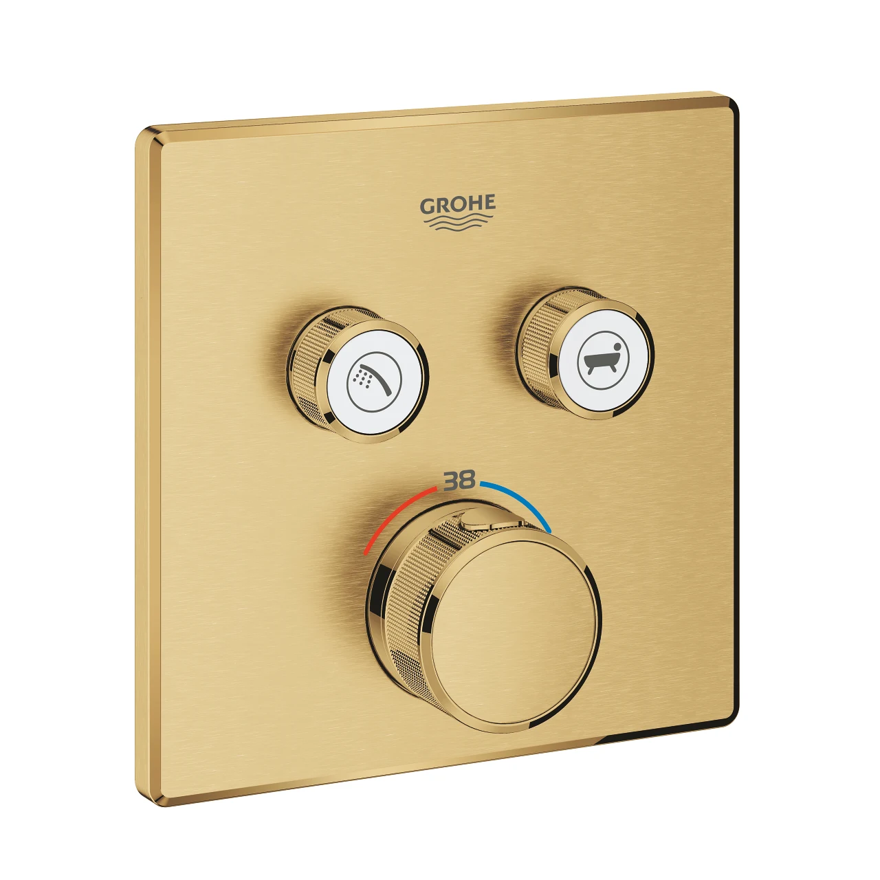 Baterie duș încastrată termostatată 2 căi Grohe Grohtherm Smartcontrol Square Brushed Cool Sunrise — 1