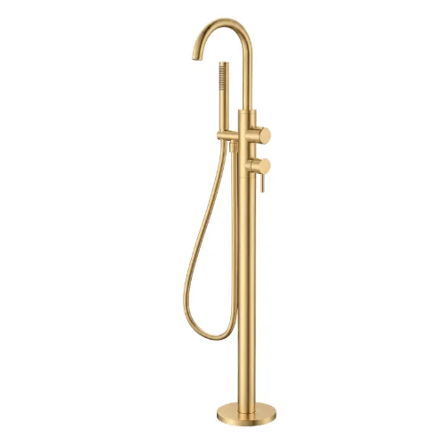 Baterie freestanding pentru cada ENZZI Forma Brushed Champagne + set instalare