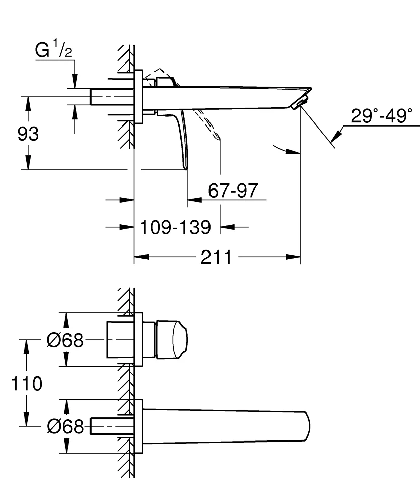 Baterie încastrată lavoar Grohe Eurosmart — 4