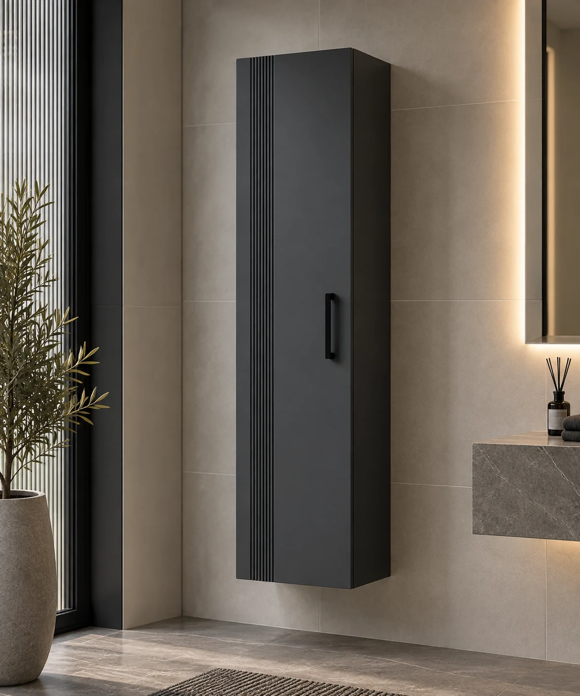Шкаф-пенал Orka Bari Anthracite 138x40x30 cm