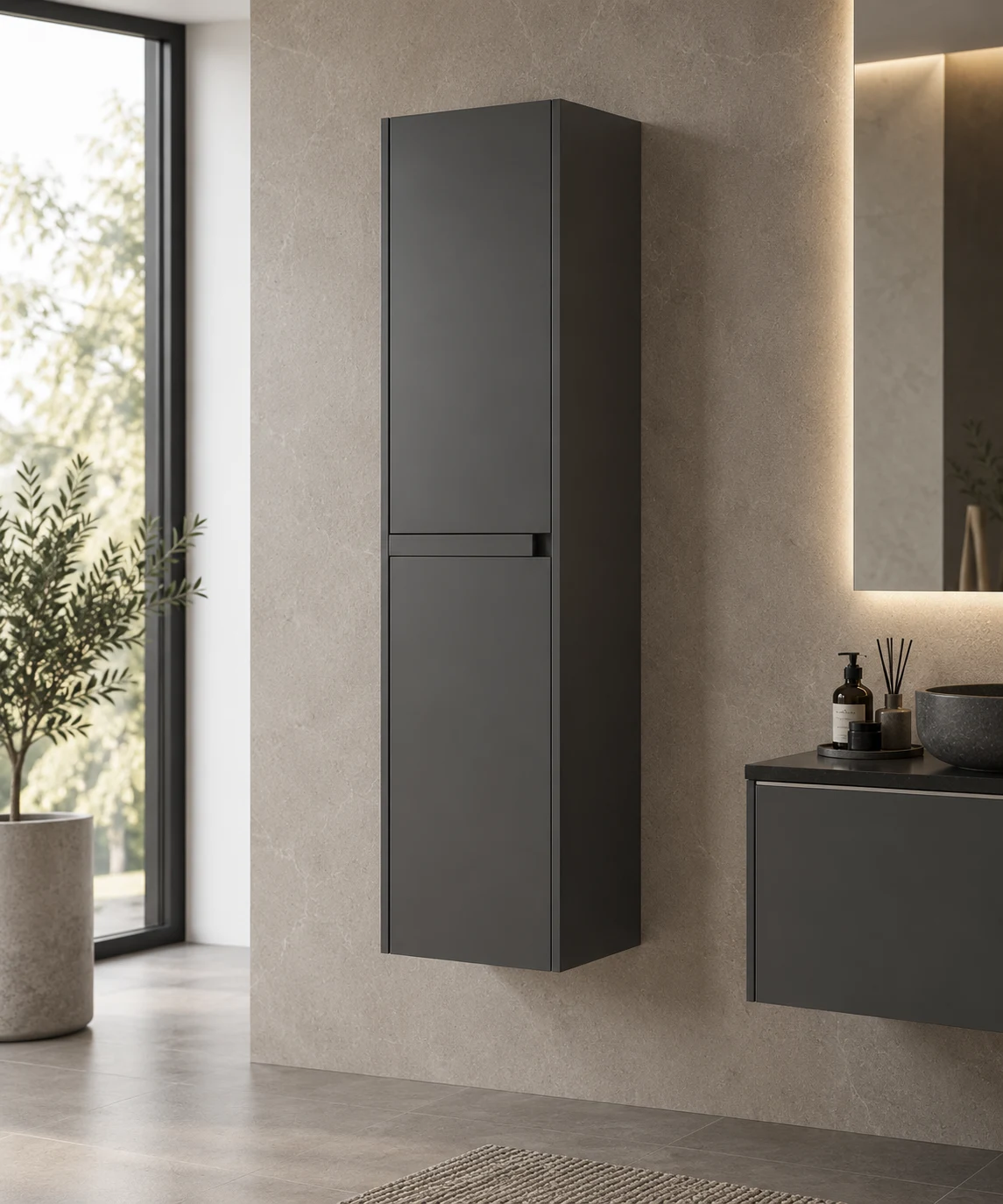 Шкаф-пенал Orka Lisbon Anthracite 138x40x30 cm