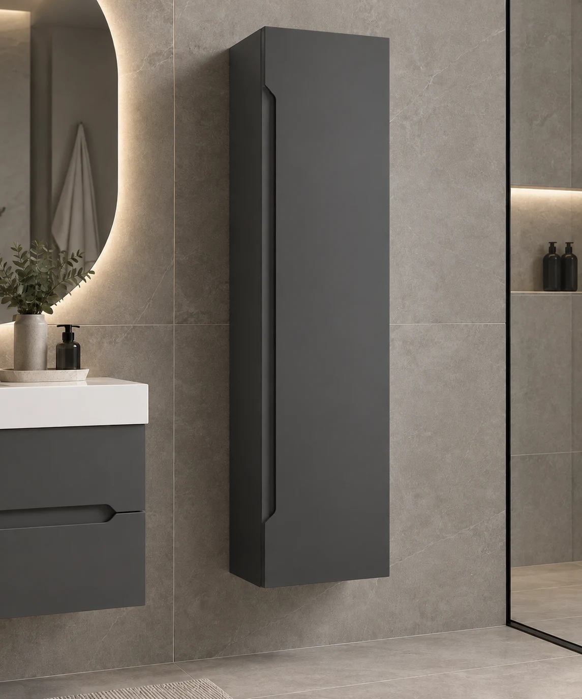 Dulap penal Orka Malta Anthracite 138x40x27 cm