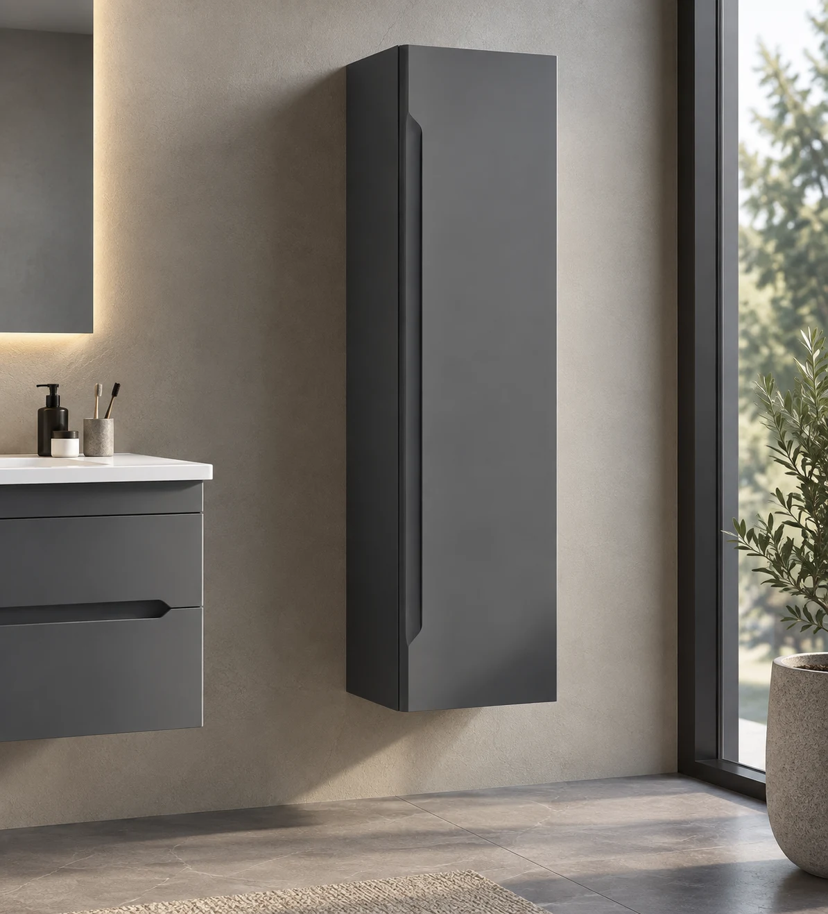 Dulap penal Orka Varna Grey 138x40x27 cm
