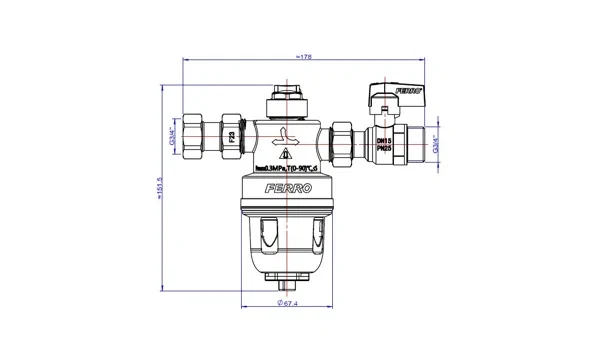 Filtru antimagnetita de impuritati 3/4" Ferro FMDS20 — 3