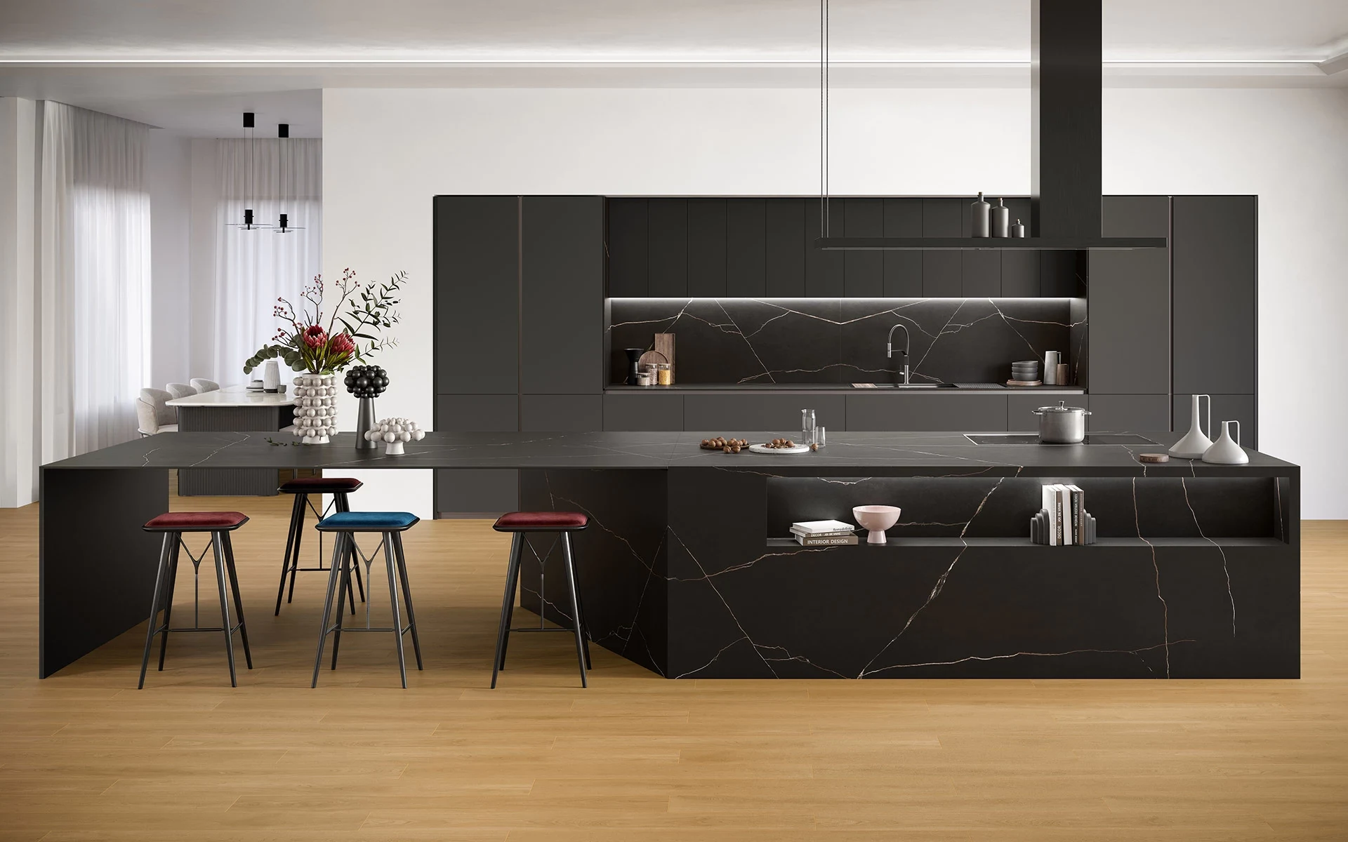 Gresie Atlas Plan Calacatta Black LP 12mm ST 162x324 — 3