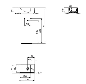 Асимметричный накладной умывальник Ideal Standard I.Life S 37x21 cm — вид 4