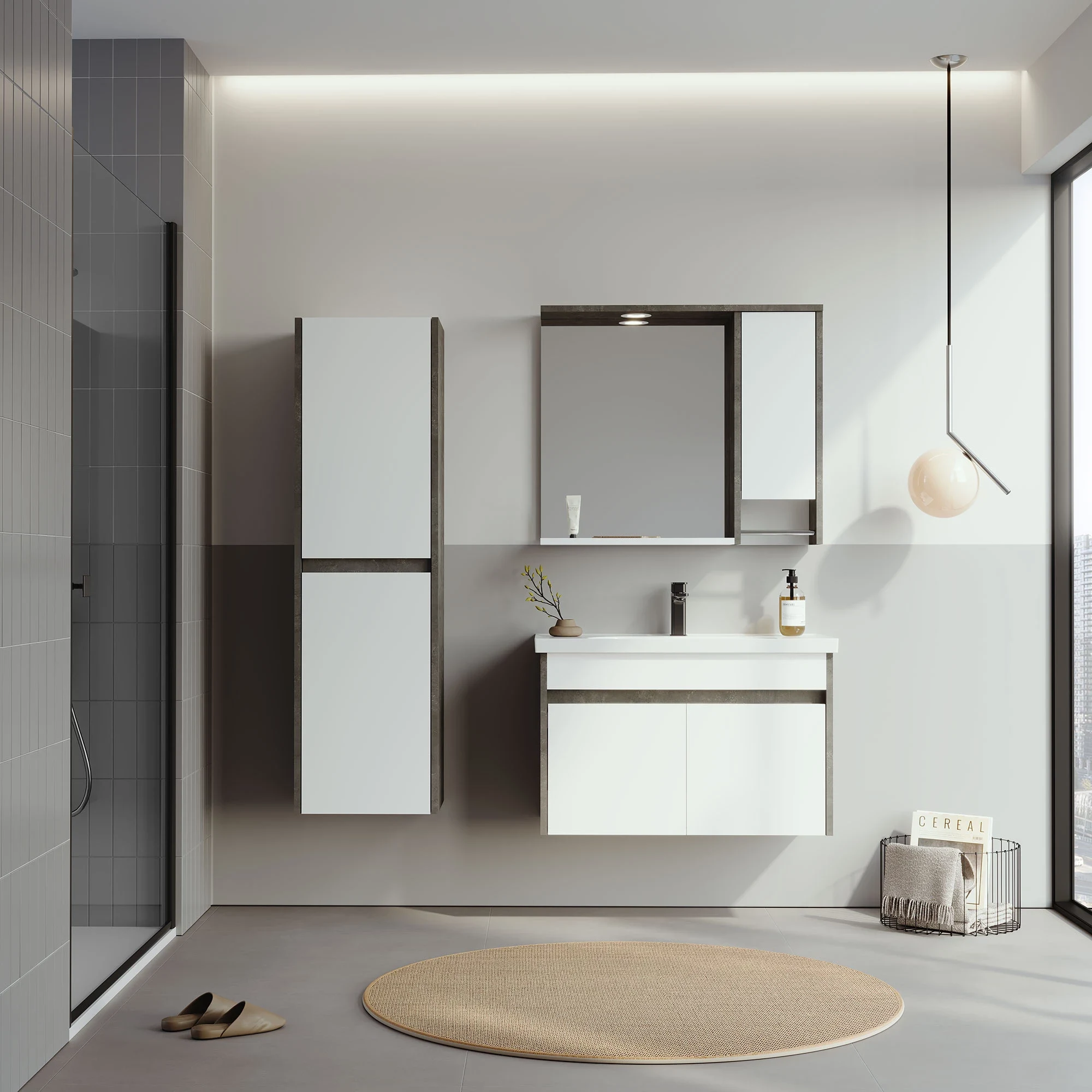 Lavoar cu dulap Orka Aydos Silver 85 cm — Orka, Lavoare cu dulap