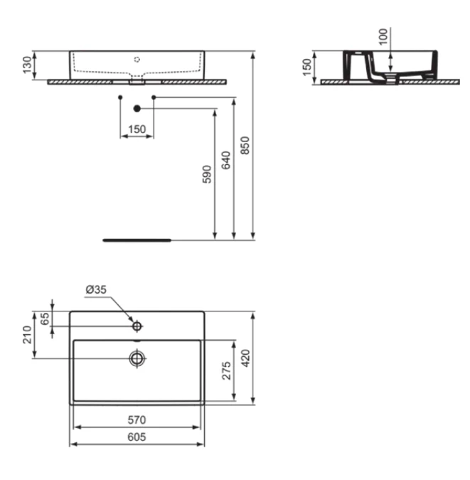 Lavoar pe blat Ideal Standard Strada 60x42 cm — vedere 3
