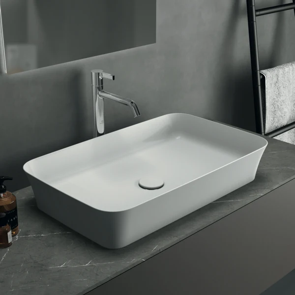 Lavoar pe blat tip bol Ideal Standard Atelier Ipalyss fara preaplin 65x40 cm Alb Lucios — vedere 3