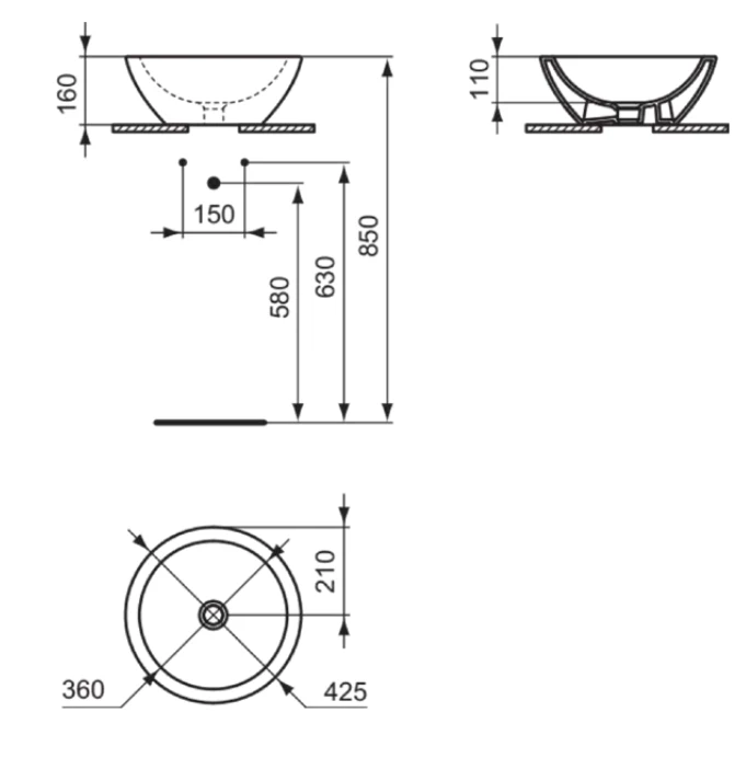 Умывальник на столешнице типа чаши Ideal Standard Strada D.42 cm — вид 4