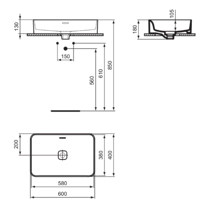 Lavoar pe blat tip bol Ideal Standard Strada II cu preaplin 61x41 cm — 4