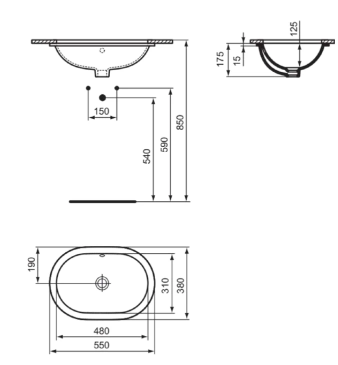 Умывальник под столешницей Ideal Standard Connect 55x38 cm — вид 3