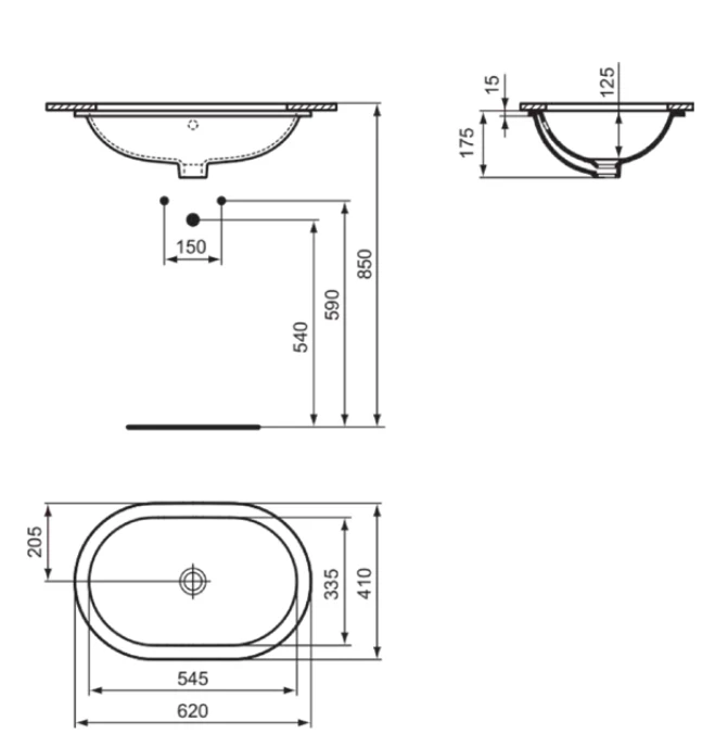 Умывальник под столешницей Ideal Standard Connect 62x41 cm — вид 3