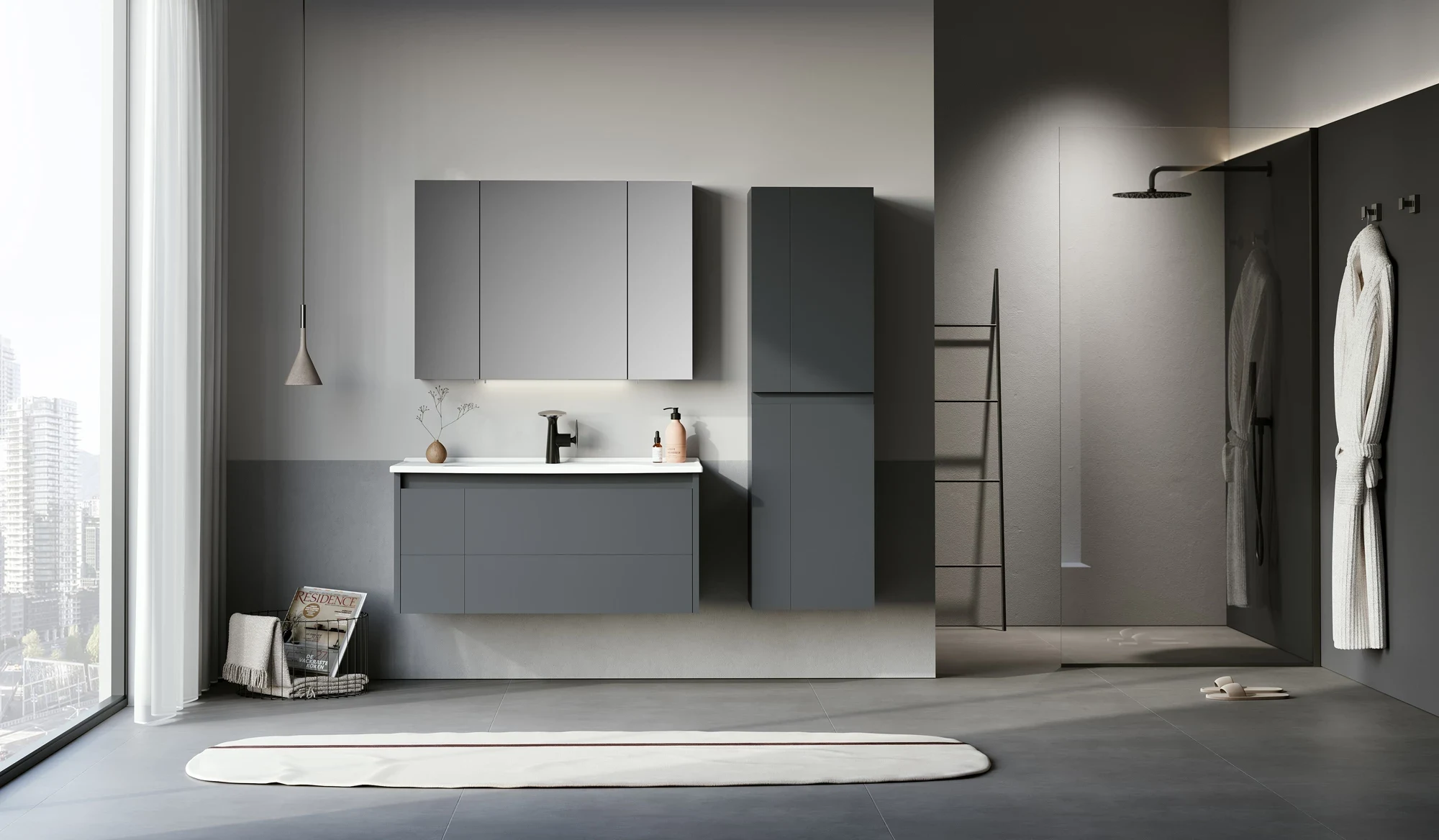 Умывальник с тумбой Orka Likya Anthracite 100 cm — Orka, Умывальники со шкафом