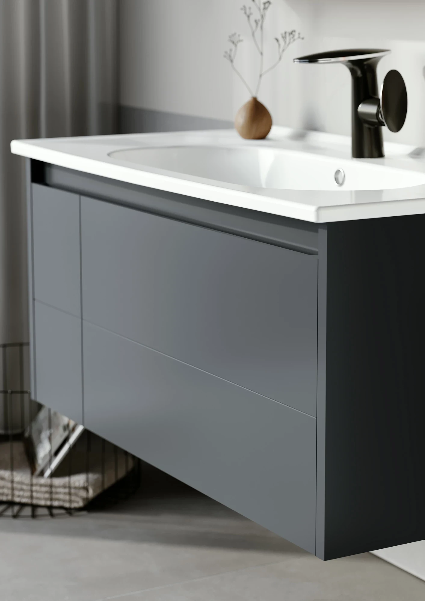 Тумба с раковиной Orka Likya Anthracite 65 cm — вид 2