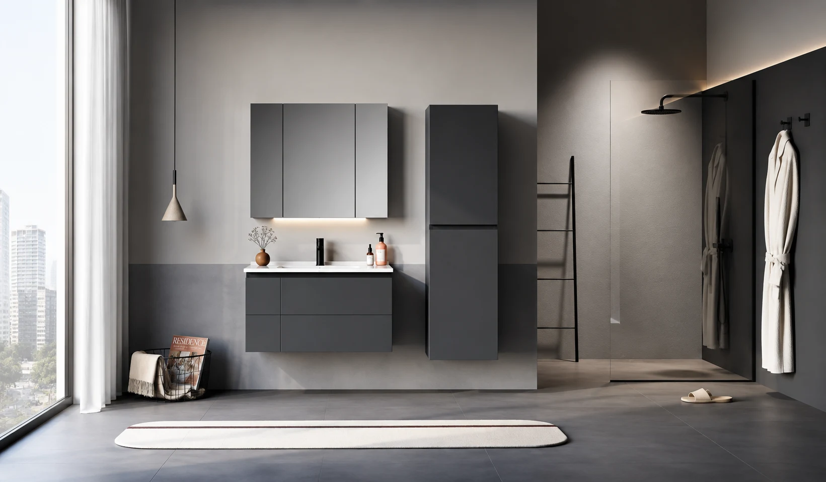 Mobilier de baie Orka Likya Anthracite 80 cm