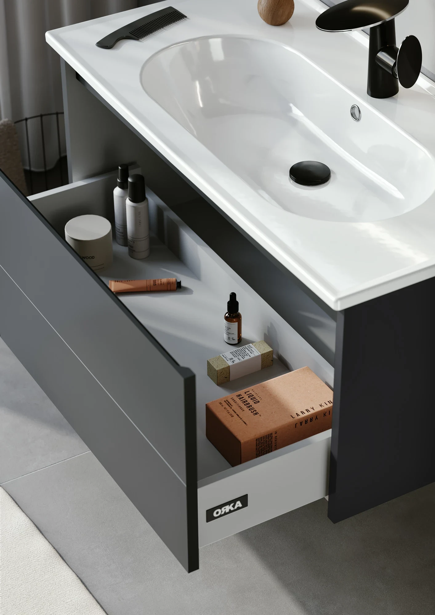 Mobilier de baie Orka Likya Anthracite 80 cm — vedere 3