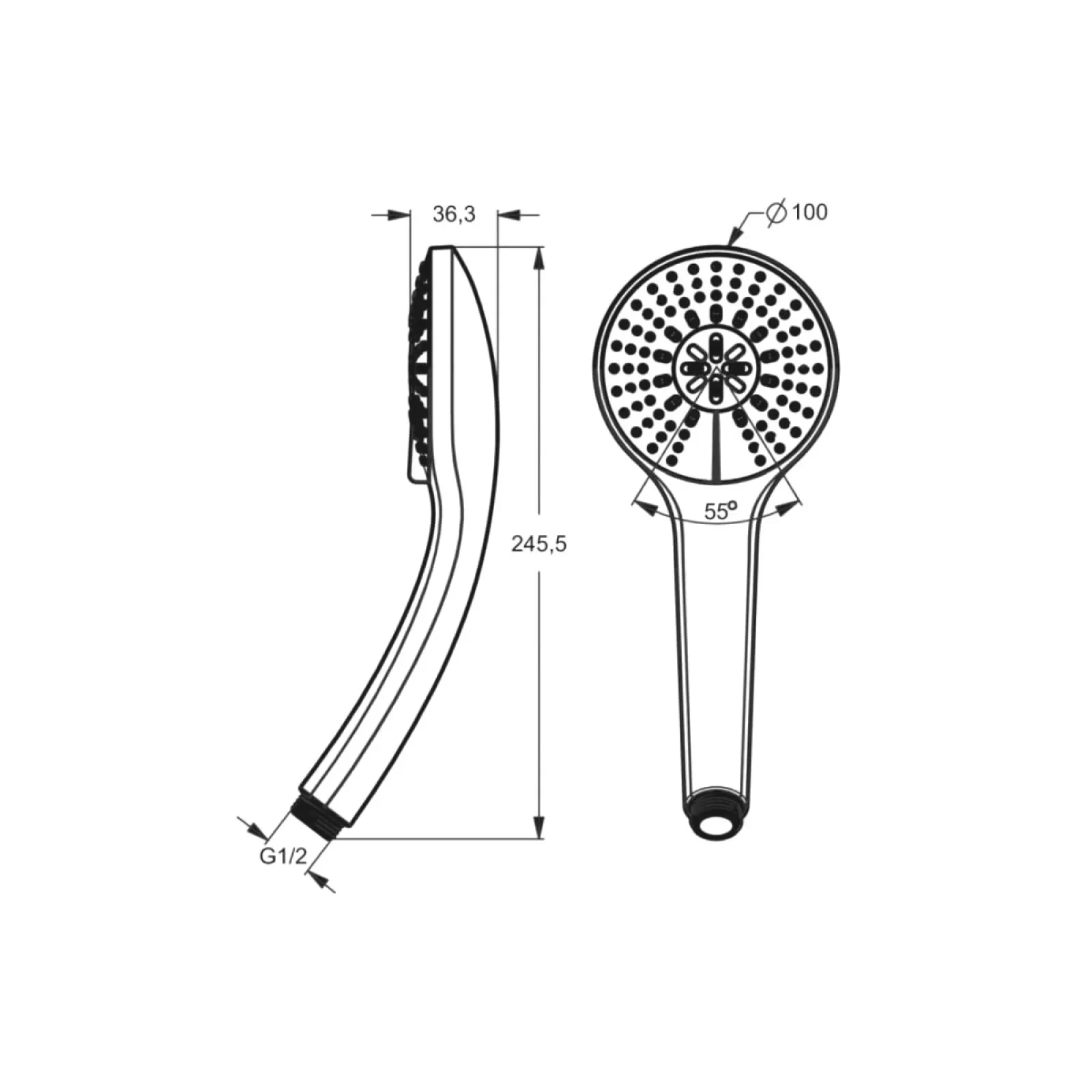 Душевая лейка с 3 режимами Ideal Standard IdealRain Soft M3 D100 — вид 2