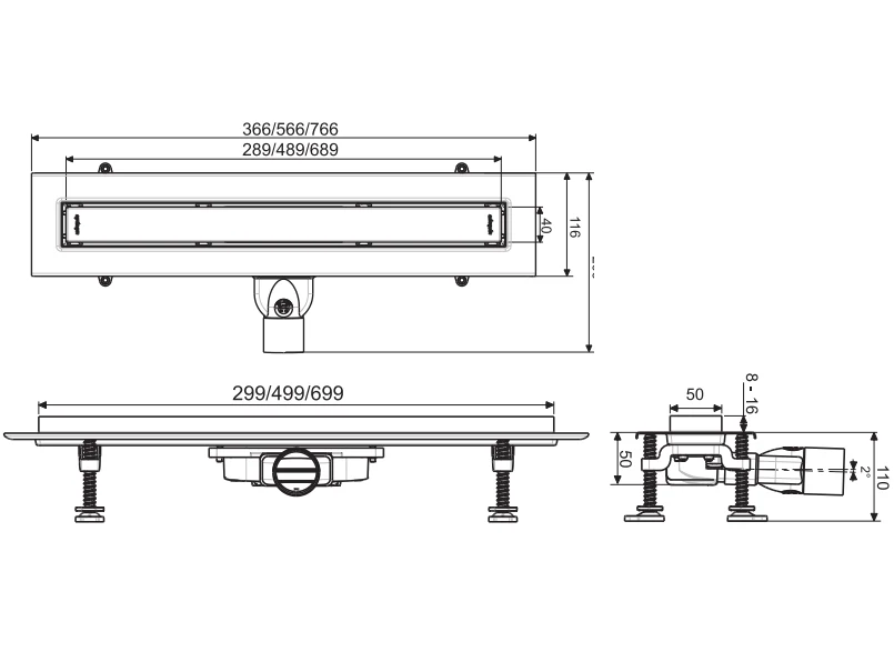 Rigola de dus Wirquin Venisio Slim 500x50 mm Black — vedere 4