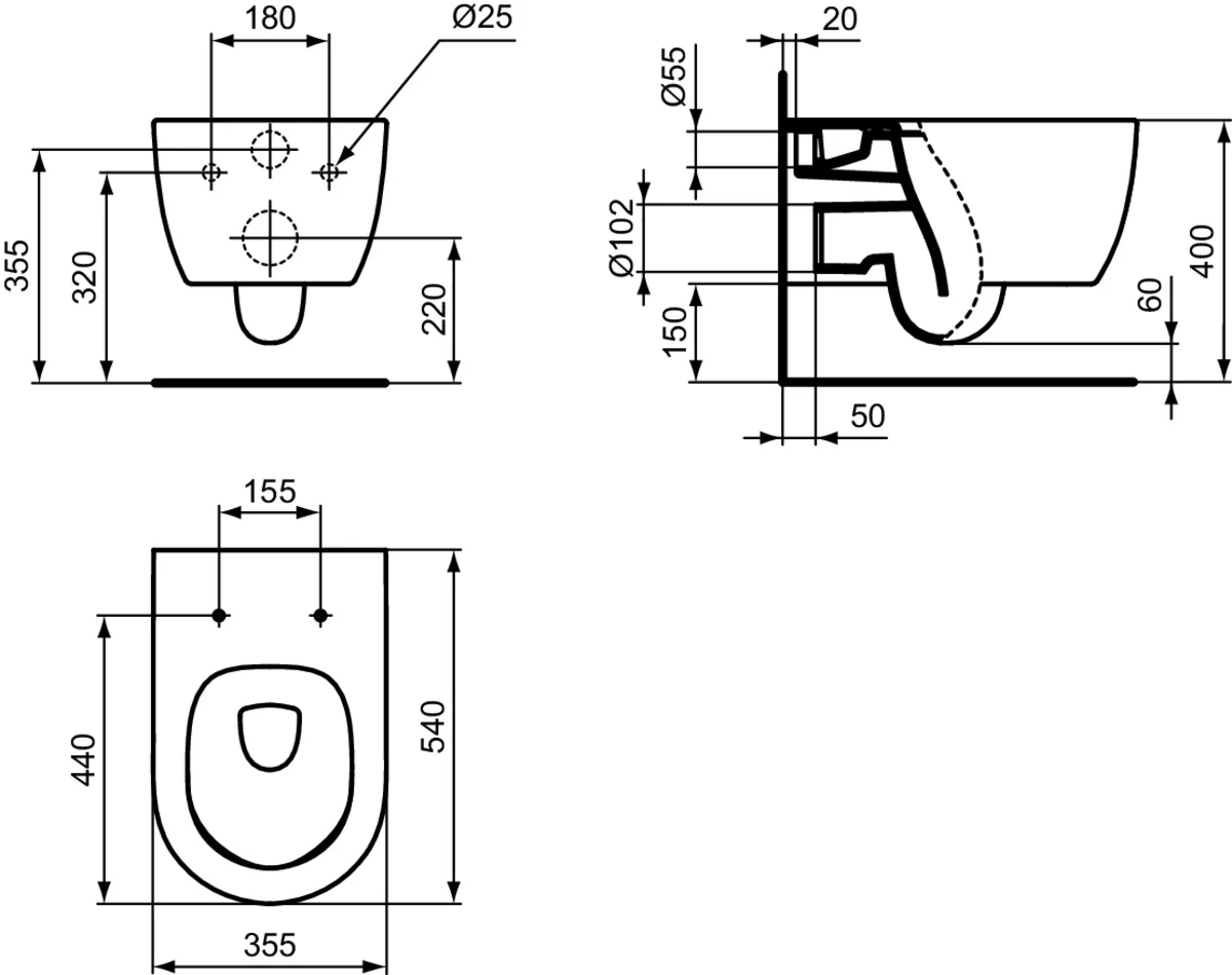 Vas WC suspendat Ideal Standard Atelier Blend Curve AquaBlade Alb Lucios — 5