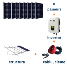 Kit complet sistem fotovoltaic On-Grid (Putere 3,28 kW, monofazat) La cheie!