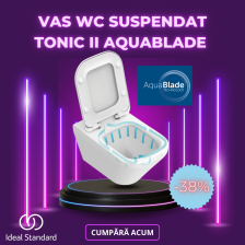 Vas WC suspendat Ideal Standard Tonic II AquaBlade cu capac Soft-Close (K316701)