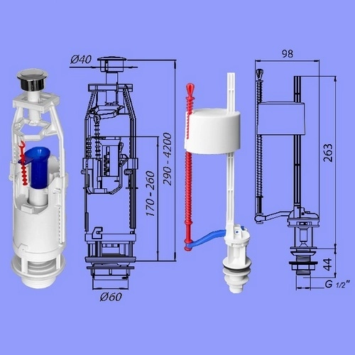 Арматура для унитаза с нижним поплавком ABK12
