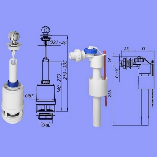 Арматура для унитаза с поверх. поплавком ABY-20 WCABK20