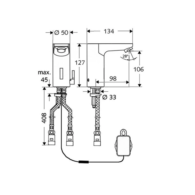 Baterie lavoar electronică cu infraroșu Schell Celis 9V 012290699 — 2