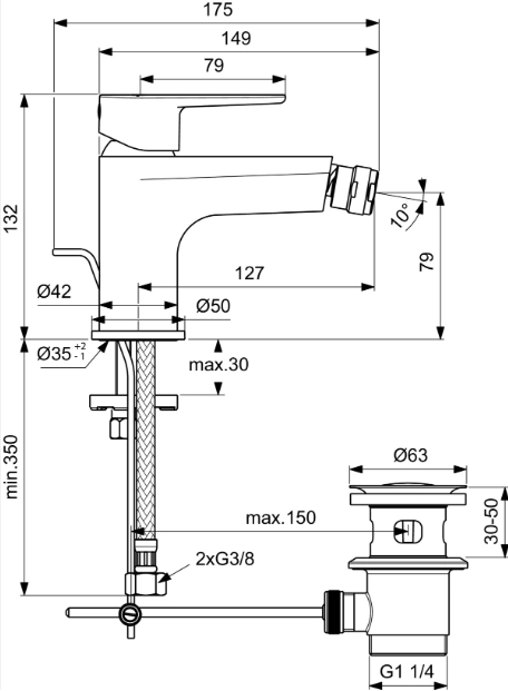 Смеситель для биде Ideal Standard Cerafine O BC705XG