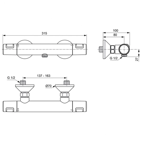 Смеситель для душа термостатический Ideal Standard Ceratherm T25 A7201AA
