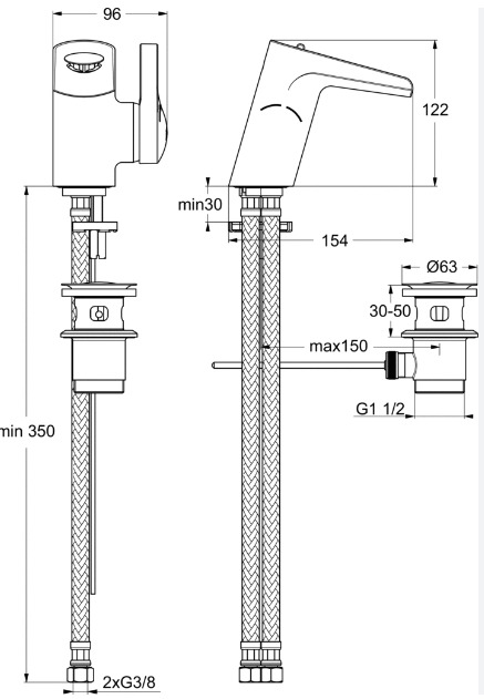 Baterie lavoar tip cascada Ideal Standard Melange — 3