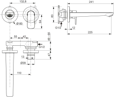Смеситель встраиваемый для раковины Ideal Standard Atelier Connect Air Magnetic Grey (A7009A5)