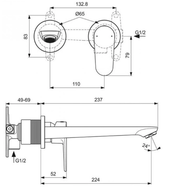 Смеситель встраиваемый для раковины Ideal Standard Cerafine O — вид 7