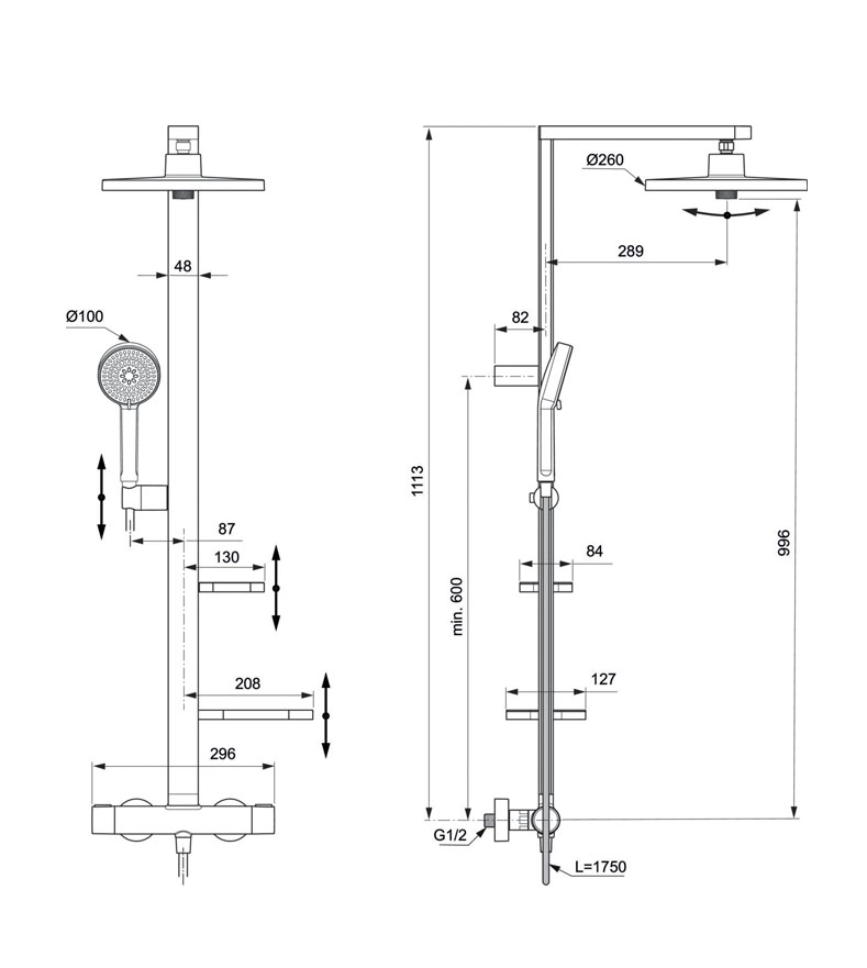 Душевая система термостатическая Ideal Standard ALU+ BD583XG