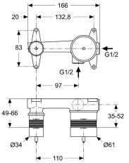 Set instalare baterie încastrată lavoar Ideal Standard A5948NU