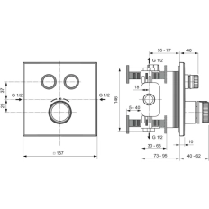 Baterie duș încastrată termostatată 2 cai Ideal Standard Ceratherm Navigo Brushed Gold A7302A2