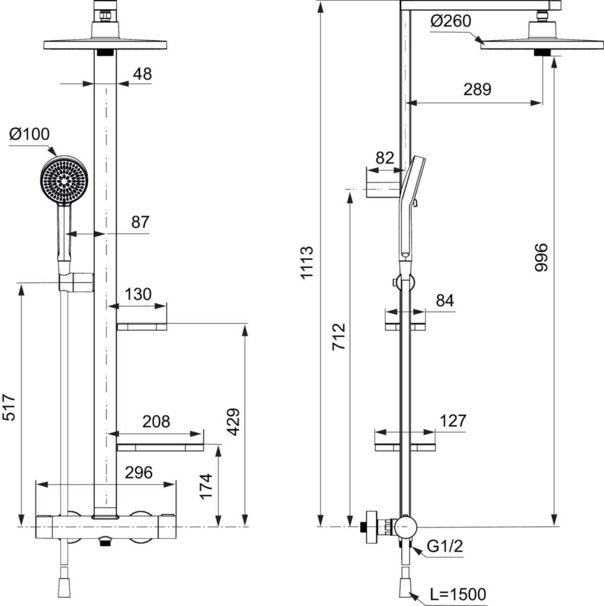 Душевая система термостатическая Ideal Standard ALU+ Round Rose — 8