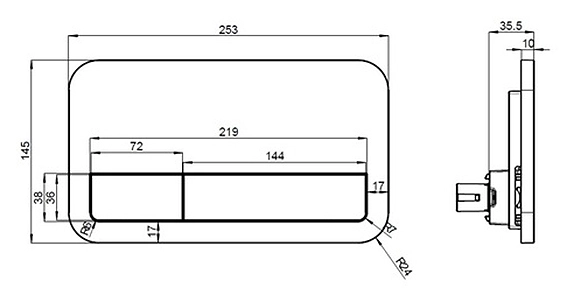 Кнопка смыва Villeroy&Boch ViConnect 200S Хром мат 92249069