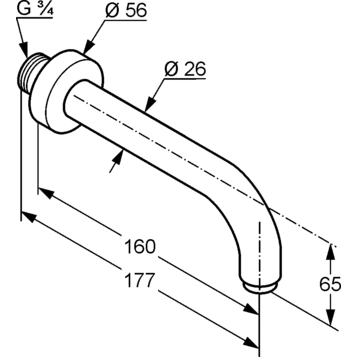 Pipa cada Kludi Bozz 160mm 3850505