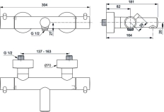 Baterie cada termostatata Ideal Standard Ceratherm T125 A7588XG