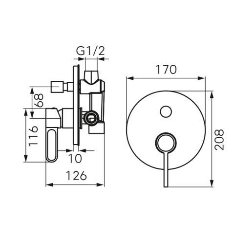 Baterie duș încastrată 2 cai FDesign Zaffiro + corp instalare — 2