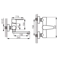 Baterie lavoar pe perete Ferro Algeo BAG3