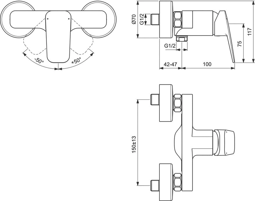Смеситель для душа Ideal Standard Ceraplan Black — 4