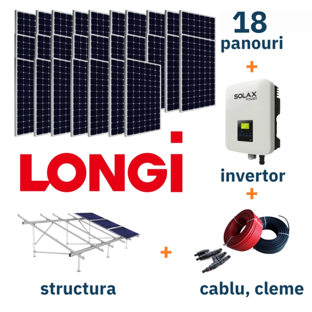 Kit complet sistem fotovoltaic LONGI On-Grid (Putere 10,08 kW, trifazat) La cheie!