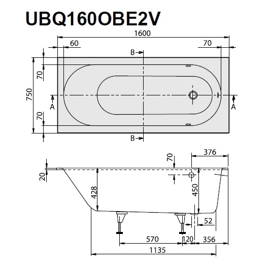 Cada Villeroy & Boch Oberon 1600x750 Quaryl (UBQ160OBE2V-01) — 6