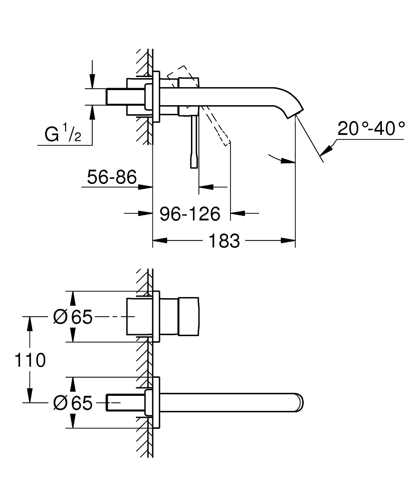 Baterie încastrată lavoar Grohe Essence M Hard Graphite — 2