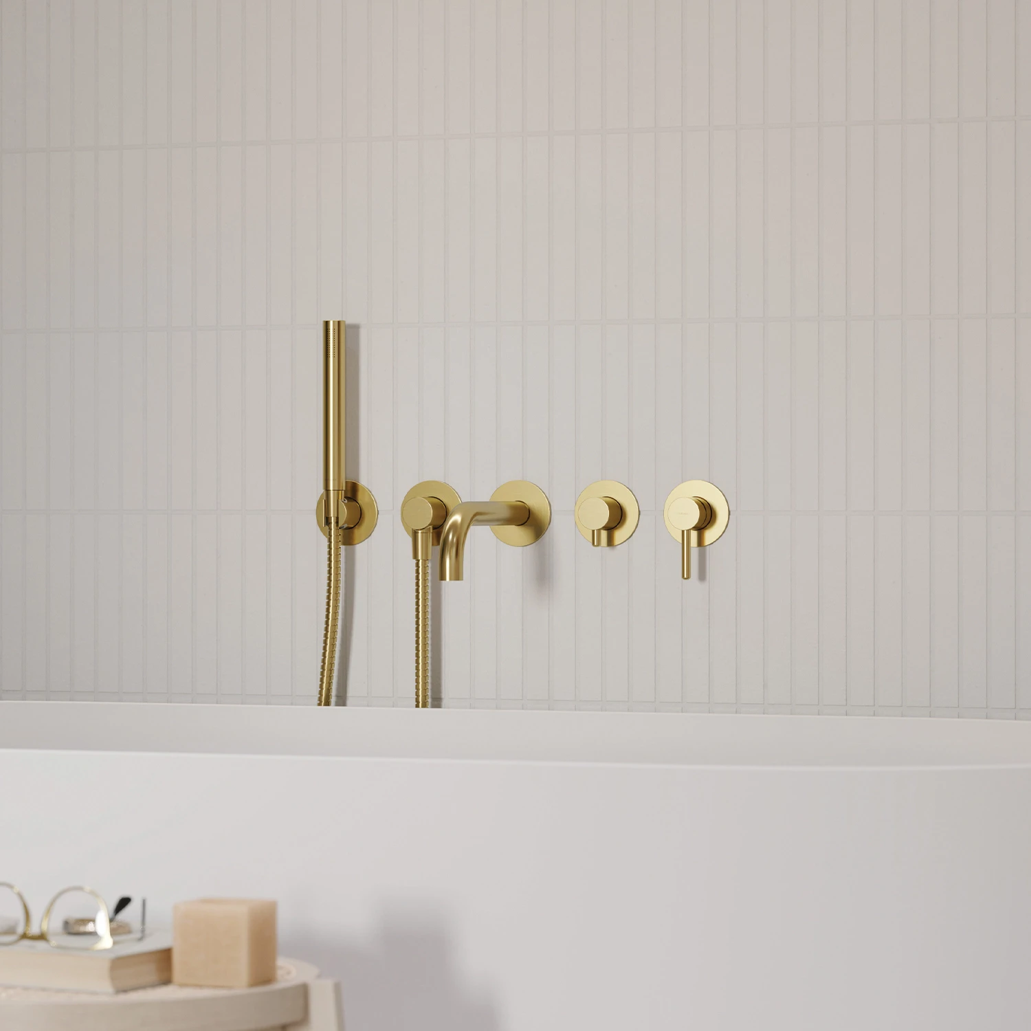 Baterie cada încastrată Omnires Y (Pipa 22-23 cm) Brushed Gold — 2